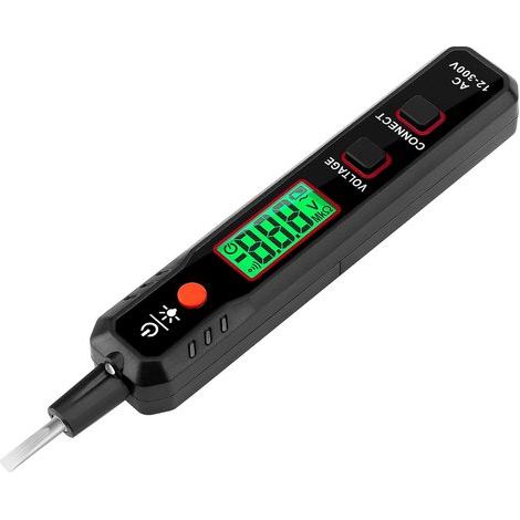 Tournevis Testeur, Stylo Testeur de Tension CA 12-300V, Detecteur de Tension, Test de Fil de Phase/Neutre, avec Écran, Lampe de Poche, Alarme Sonore (1/5)