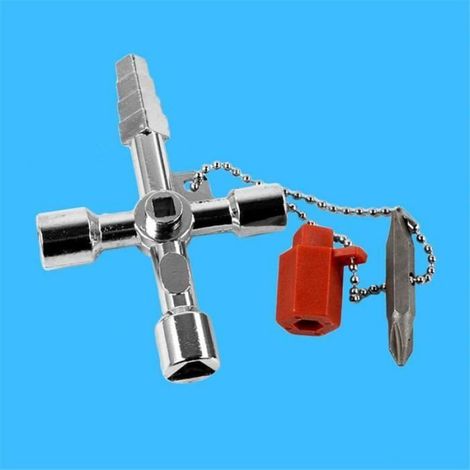 5in1 Universel Croix Carré Triangle Train Armoire Électrique Ascenseur Clé Alliage Carré Triangle Croix Clé Outil pour Trai (1/4)