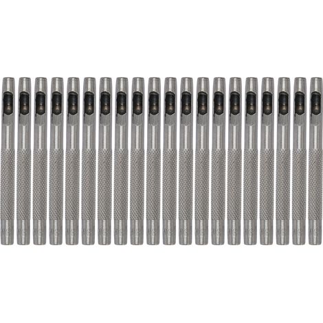 Jeu de 20 emporte-pièces en cuir en acier carbone haute dureté, outil de perforation rond pour ceinture DIY, trous de 5 mm. (1/5)