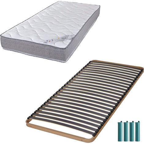 Matelas mousse + Sommier métal C224 90x190 Wave - Hauteur 19 cm - Soutien ferme (1/5)