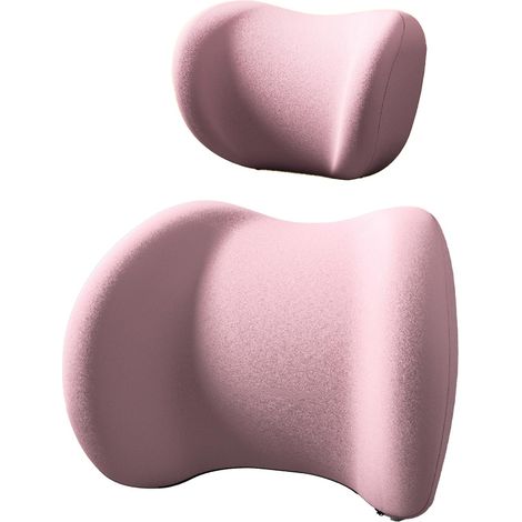 Coussin appuie-tête et coussin lombaire lavable et portable pour sièges auto, idéal pour les voyages en voiture. (1/5)