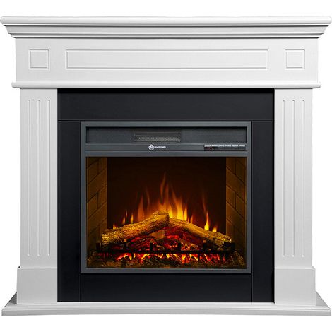 Camino Elettrico da Pavimento Effetto Fiamma 110x25x95 cm 900W/1800W in Legno Bianco (1/5)