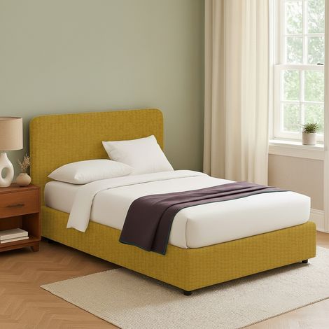 Letto Piazza e Mezza Telford, Sfoderabile, Contenitore Made in Italy, Giallo Ocra (1/5)
