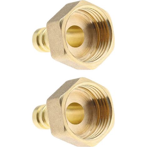 Lot de 2 raccords cannelés femelles en laiton de 10 mm (1/2 pouce) pour tuyau, adaptateur et coupleur pour carburant, air, gaz, eau et huile.