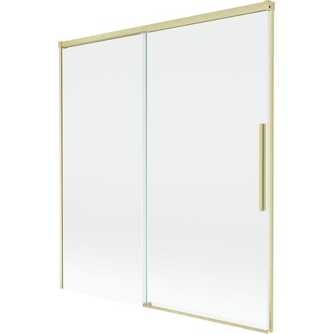 Mexen Rox mampara de ducha de 2 puertas correderas 150 x 150 cm, transparente, oro cepillado - 8C9-150-001-55-00