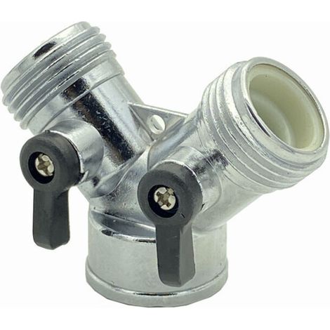 Y-förmiger, aus Zinklegierung gefertigter, wetterfester Zweiwege-Wasserverteiler (1-zu-2-Gartenzubehör) (1/4)