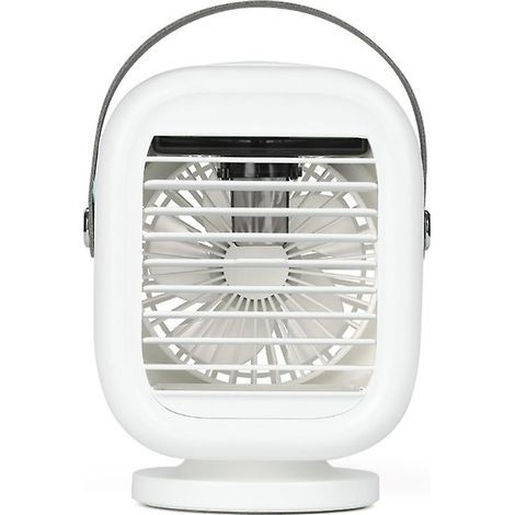 Ventilador de aire acondicionado recargable con rotación de 120°, batería de 2000 mAh, 3 velocidades, humidificador y generador de niebla para uso doméstico, de oficina y en exteriores. (1/5)