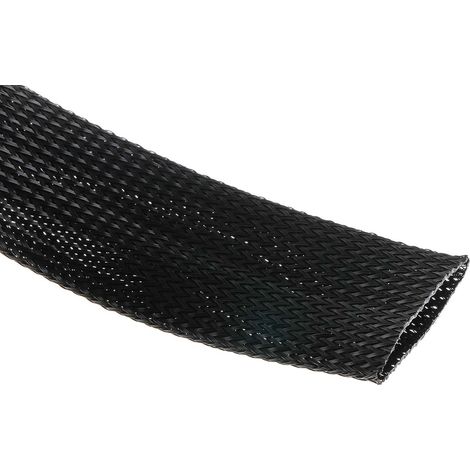 Gaine Tressée 40mm RS PRO, Noir en PET, 5m ( Prix pour sachet de 5 Mètres )