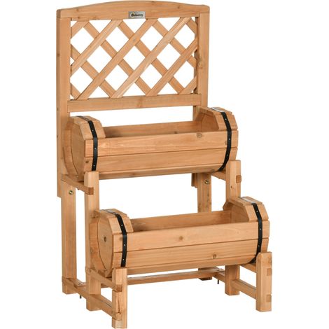 Huerto elevado de madera con enrejado 45 x 45 x 80 cm (1/5)