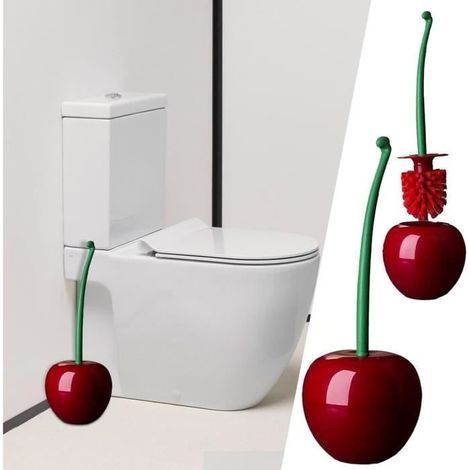 Toilettenbürste und Halter – Kreative Kirschform, kompakte Toilettenbürste mit gutem Griff (1/4)