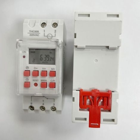 Programmateur numérique pour chauffe-eau électrique 30 ATension 220 VMinuterie 1 secondeÉcran LCDInstallation rail (1/5)