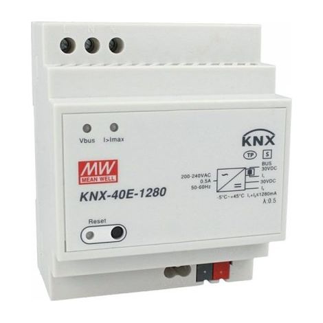MW MEAN WELL KNX-40E-1280 Alimentatore KNX 30V 1280 mA 38,4W Konnex Per Guida DIN Binario (1/4)