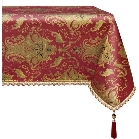 Tischdecke mit Quasten 140x200cm Burgund für Esstisch und Party