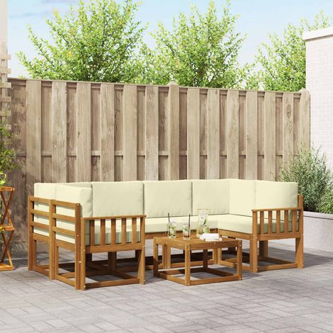 Outdoor-Sofagarnitur mit Kissen 7 pcs Natur und Creme