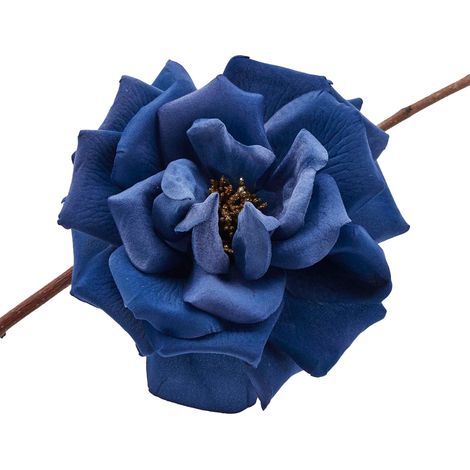 Rosa Blu in tessuto vellutato con clip decorazione per interno da 16 cm