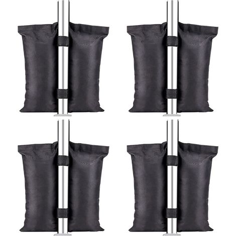 4pcs Double Stitched Gazebo Sandbags Sandbags for Pop Up Roof Tents Outdoor Gazebos Patio Furniture Black (425LBS)
