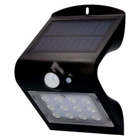 Lampada da parete solare 1.5w 220lm sensore di presenza ricaricabile 2 6m Colore Nero 9.6x7.3x14cm EDM (1/5)