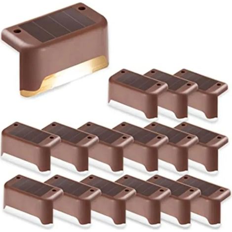 Lot de 24 lampes solaires à LED pour clôture, appliques murales, éclairage de jardin, lampe d'escalier extérieure ODIPIE (1/4)