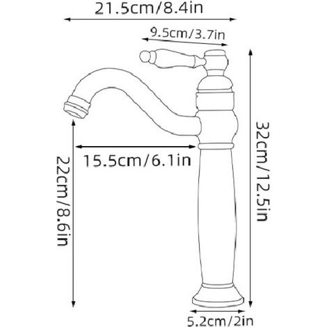 Bathroom Single Lever Mixer Tap,Single Handle 360 °Rotatable Brass Basin Mixer Tap Cold and Hot Water Available, Brass Antique Finish with 2pcs 60cm G1/2 hoses (1/8)