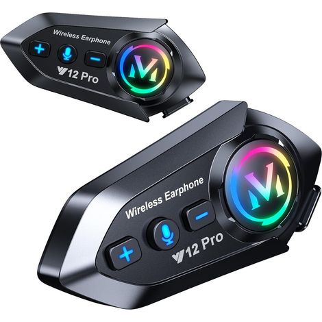 2 x Bluetooth 5.4 Dual-Chip Motorrad-Intercom-Kit, Multitasking-Audio, Motorrad-Kommunikationssystem, 500 m Kommunikationsreichweite zwischen 2 Fahrern, IP56 wasserdicht, kompatibel mit allen Helmen (1/5)