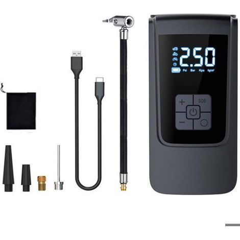Pompe À Air Portable - Compresseur Électrique 150 Psi - Pour Pneus Voiture Moto Vélo - Affichage Numérique LED - Batterie Intégrée 4000 Maha - 1 Pièce (1/5)