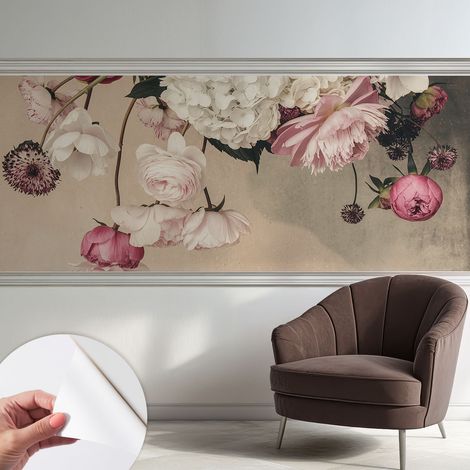 Papier peint autocollant adhésif avec imprimé motifs uniques apparence moderne Fleurs romantiques 250x104 cm (1/5)