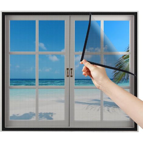1 Moustiquaire Baie Vitrée, Fibre De Verre 60x90cm, Noir, Sans Perçage, Fenêtre Coulissante