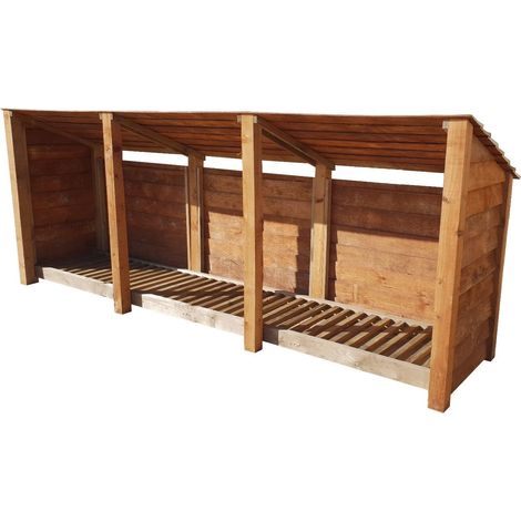 Wooden Log Store Reverse Roof, W335xH126cm (Brown finish)