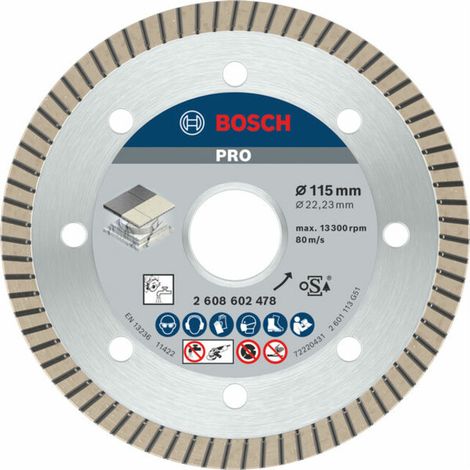 Bosch – 2608602478 – Disque diamant pour meuleuse 115mm – Coupe nette pour céramique et porcelaine – Alésage 22,23mm – Turbo Extra Clean (1/5)