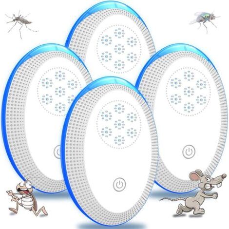 Repelente ultrasónico de mosquitos enchufable, repelente ultrasónico de ratones y moscas (paquete de 4), dispositivo repelente de ratones eficaz