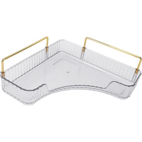 Plateau de rangement d'angle, grande capacité, multifonctionnel, peu encombrant, pour cosmétiques et produits de soins de la peau (transparent) (1/5)