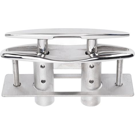 Taquet de bateau de 5 pouces en acier inoxydable 316, taquet de pont rétractable, taquet de quai encastré robuste avec plaque de support et écrous de blocage (1/5)