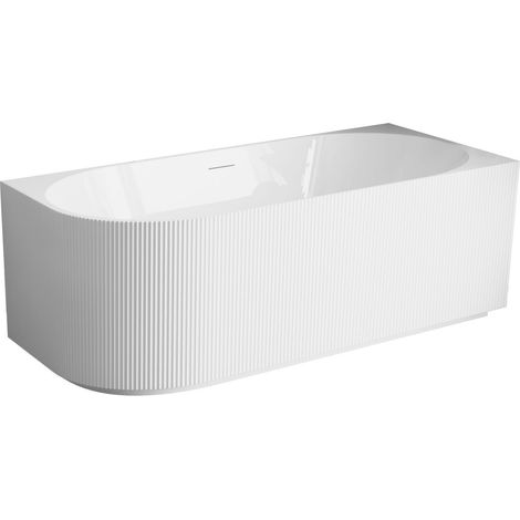 Balneo Baignoire d'angle AVOLA droite 150x75 cm - Acrylique blanc - No Rim - extérieur rainuré (1/5)
