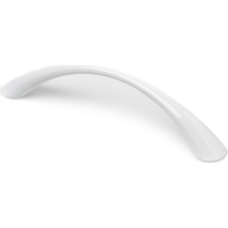 Asa de zamak con acabado blanco, dimensiones:151x20x33mm y entrepuntos:128mm -