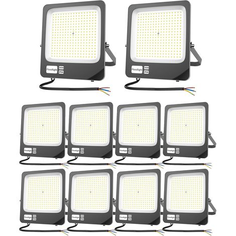 Projecteur LED Extérieur 200W, Spot LED Extérieur IP66 Etanche Luminaire Exterieur de Sécurité,6500K Blanc Froid Super Lumineux Eclairage Exterieur Murale pour Cour,Jardin,Garage,Patio-10 Pack (1/5)