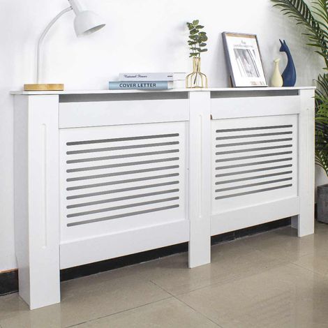 Copritermosifone in Legno MDF 152x19x82cm Copertura Radiatore Calorifero Bianco (1/5)