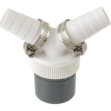 Ablaufadapter für Geschirrspüler und Waschmaschinen mit 19–24 mm Zulaufanschluss und 40 mm Ablaufschlauch. Das Set enthält 2 Schlauchschellen. (1/5)