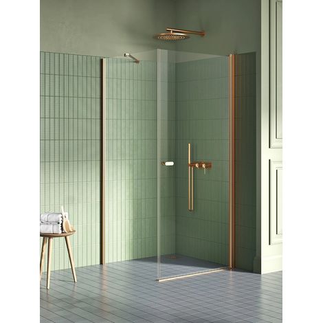 Cabine de douche pivotante 90x110 cm cuivre brossé MONAKO COPPER BRUSHED (1/5)