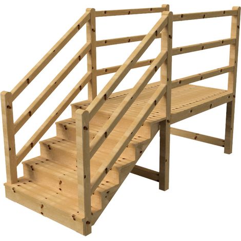 MILANO Außentreppe 5 geschlossene Stufen H88 cm - Podest L189 x B120 cm - Treppengeländer links und rechts - Podestgeländer links und rechts
