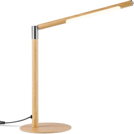 (Couleur bois) Lampe de bureau en métal de haute qualité, mini lampe de bureau minimaliste moderne USB, LED protégeant les yeux.