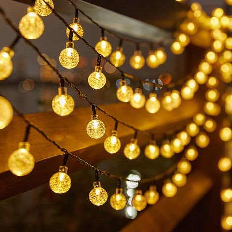 Boule lumineuse solaire LED d'extérieur (lumière chaude, 7 m, 50 LED), guirlande lumineuse solaire féérique pour le Ramadan (1/5)