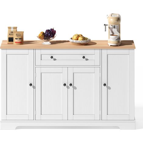 Buffet de cuisine multifonction, buffet 138 cm avec tiroir, portes de placard et étagères réglables, design moderne avec système anti-basculement, idéal pour cuisine, salon et chambre (1/5)