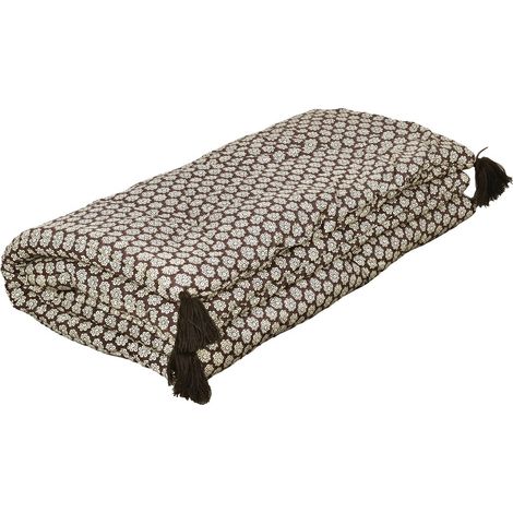 Edredon 100% coton Marron et écru avec motif Indien 80 x 200 cm