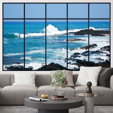 Stickers Trompe l'oeil fenêtre verrière - Mer - 60 x 95 cm (1/5)