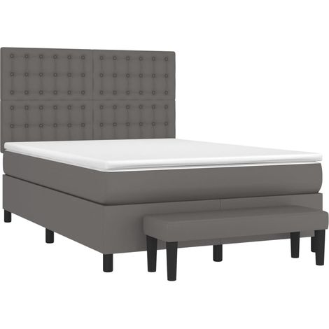 vidaXL Giroletto a Molle con Materasso Grigio 140x190 cm in Similpelle (1/5)