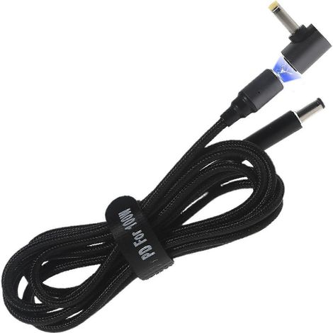 Câble d'alimentation magnétique 1,8 m pour ordinateur portable Lenovo Ideapad - Connecteur DC 5,5x2,1mm vers 4,0x1,7mm - Jaune (1/4)
