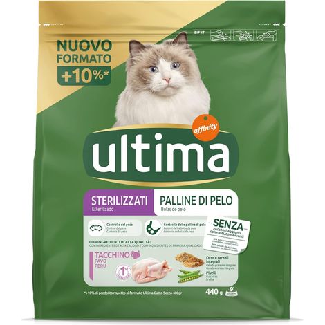 ULTIMA CROCCHETTE HAIRBALL GUSTO TACCHINO PER GATTI STERILIZZATI 440 GR PREVIENE PALLINE DI PELO OKX (1/5)
