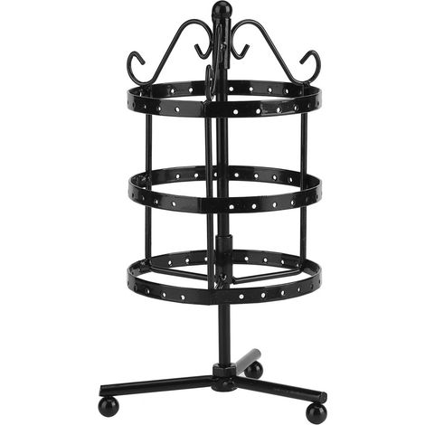 Étagère à Boucles d'Oreilles Rotative 3 Niveaux 72 Trou Métal - Support de Bijoux Créatif Multicolore (1/5)