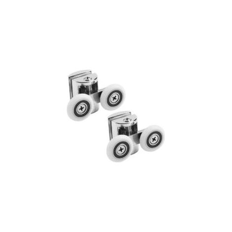 23MM 2Pcs Roulette Douche Doubles pour Porte de Douche Bas Roue de Remplacement (1/3)