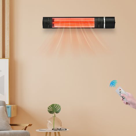 【Chauffage et ventilation】Radiateur Infrarouge Extérieur 2000W, Chauffage de Terrasse Mural avec Télécommande, 3 Niveaux de Puissance (800/1500/2000W), IP65, Intérieur et Extérieur, Noir (1/5)